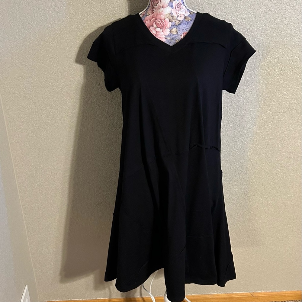 Black Asymmetrical Mini‎ Dress with Flutter Sleeves